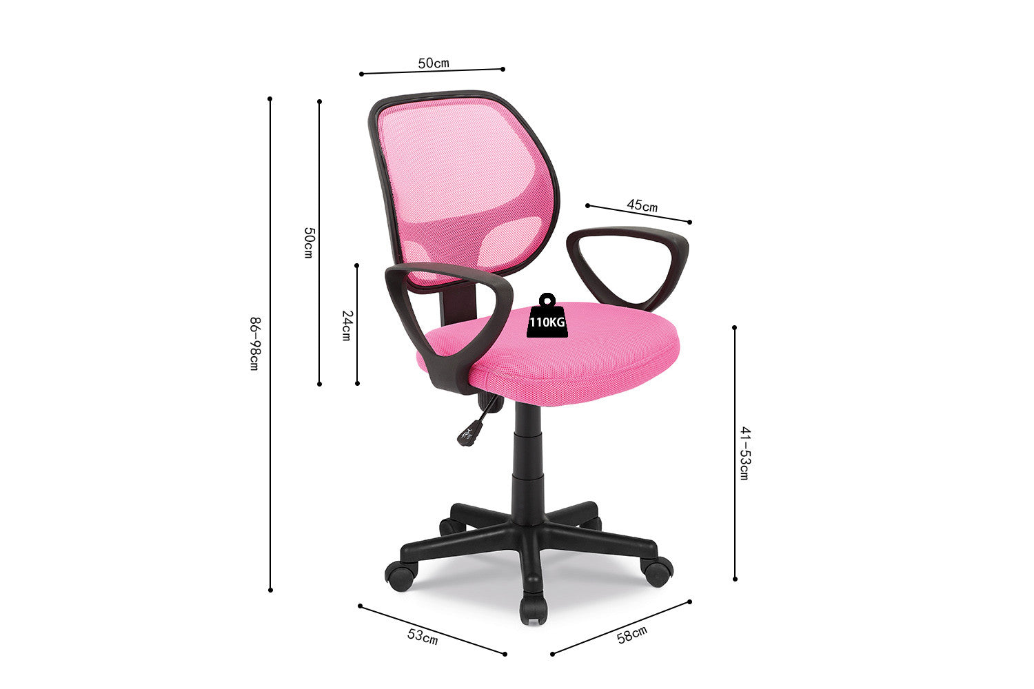 Office chair 'Hippa' Mesh Pink