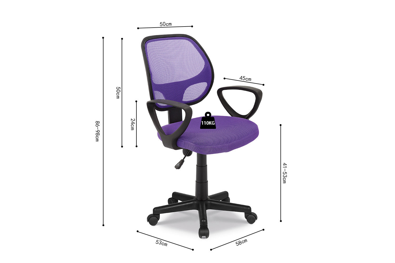 Office chair 'Hippa' Mesh Purple
